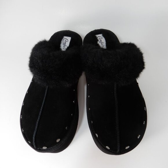 Candie's Sabi Faux Fur Platform Mule Clogs Size 7 Black Suede Studs NEW - Picture 7 of 14